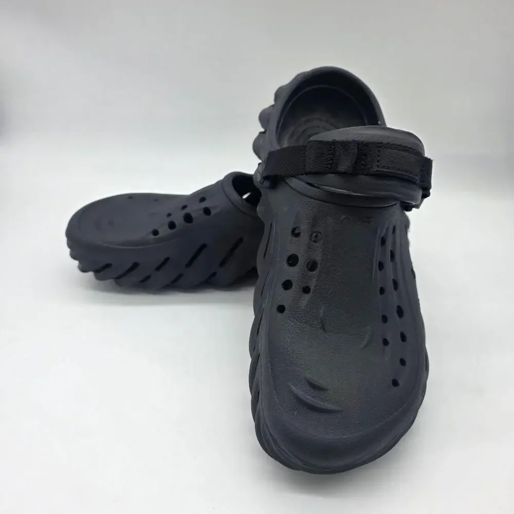 Crocs Sandals Mens Size 8 Black Slip On Clog Comfort Rubber Shoes Heel Strap